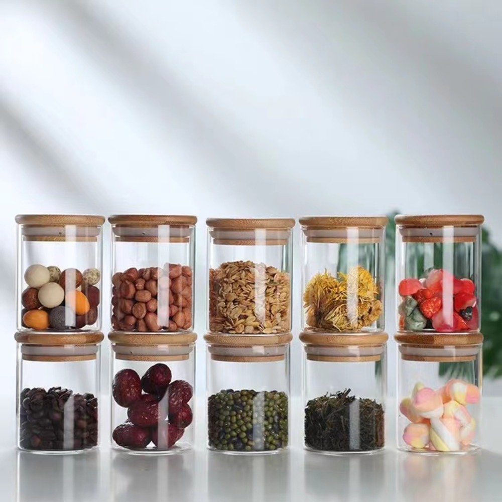 Food Storage With Glass Lids - Стеклянная деталь с бамбуковой крышкой, кухонные