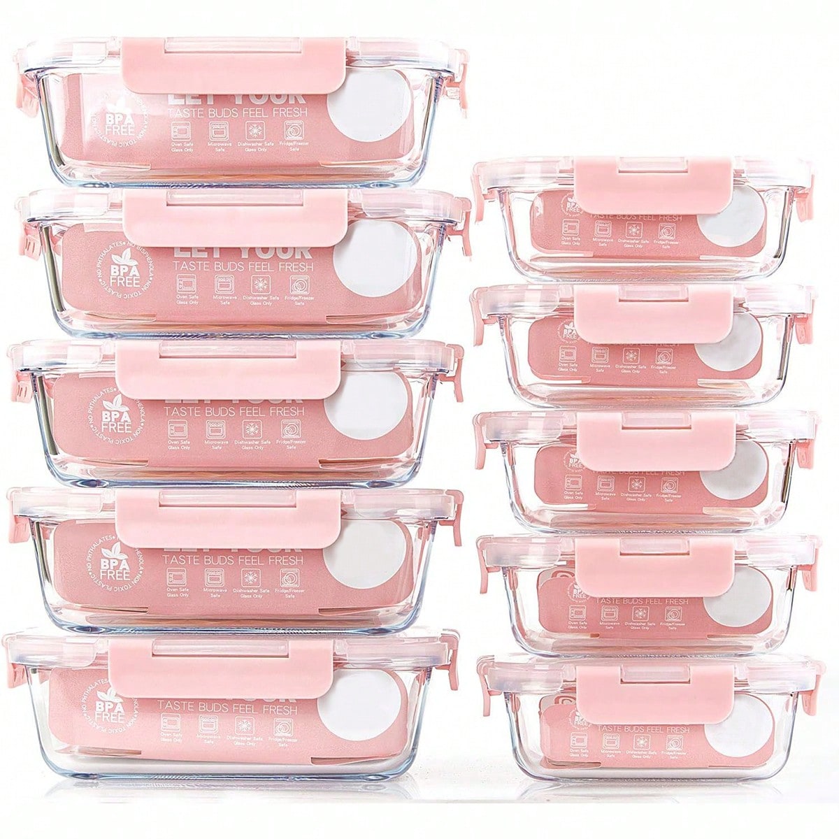 Food Storage Containers Glass - Набор из 10 стеклянных контейнеров для