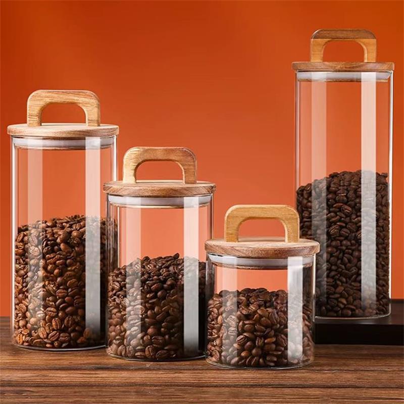 Food Storage With Glass Lids - Прозрачная стеклянная банка с бамбуковой крышкой,