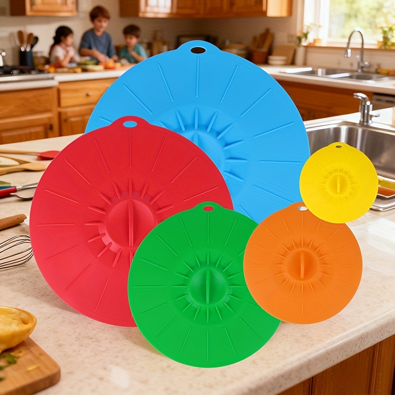 Food Storage Utensils - Набор из 5 силиконовых крышек, термостойкие