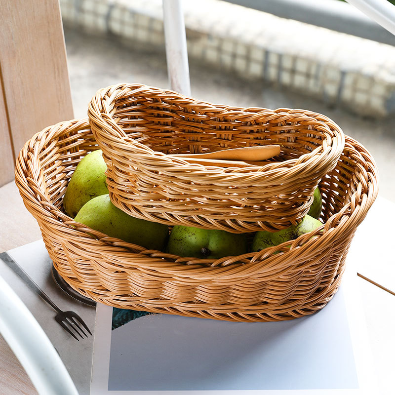 Food Storage Of Plants - Овальный ротанговый искусственный хлеб, фрукты, искусственный