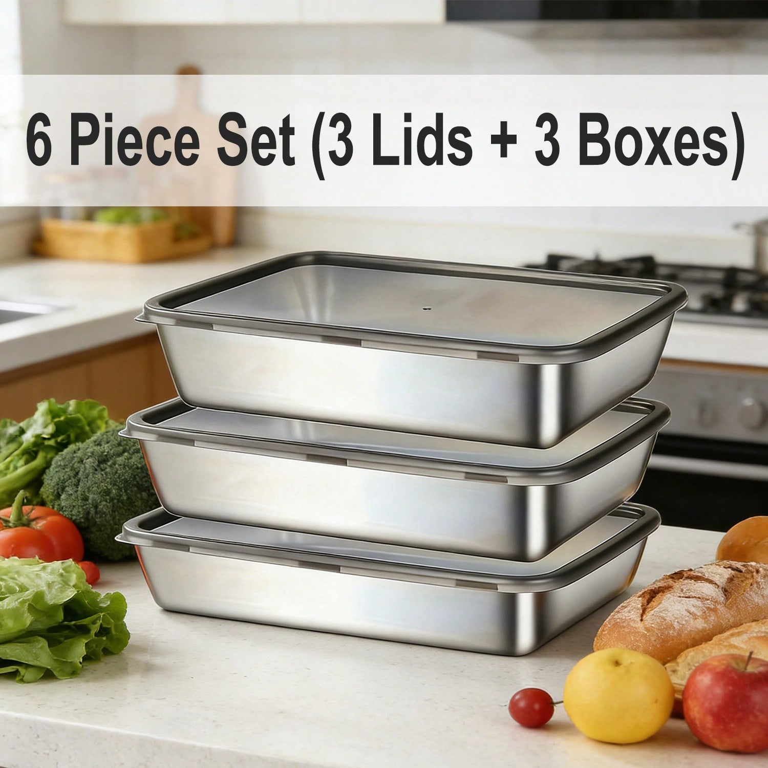 6 шт. (3 коробки + 3 крышки) Н – обзор и цена Food Storage Stackable Containers