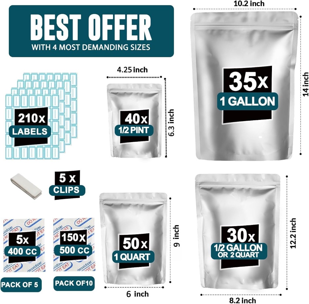 155 майларовых пакетов с 155 п – обзор и цена Food Storage For Long Term