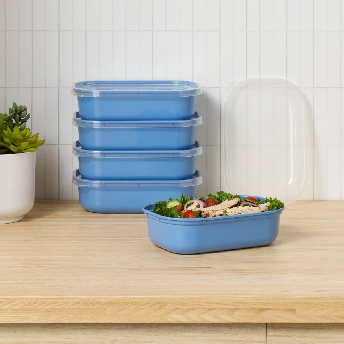 Новые синие пластиковые контей – обзор и цена Food Storage Stackable Containers