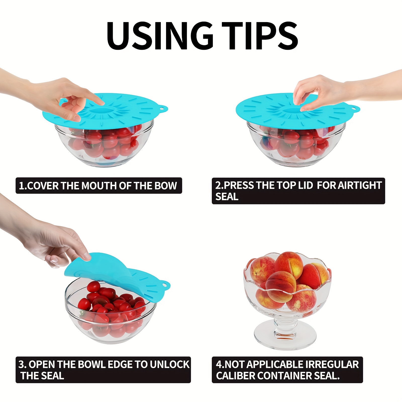 Набор из 5 силиконовых крышек, – обзор и цена Food Storage Utensils